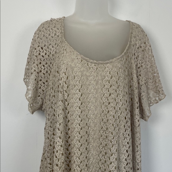 Dress Barn Crochet Cottagecore Flare Elegant Beige Women's 3X Pullover Tunic Top - Picture 4 of 10